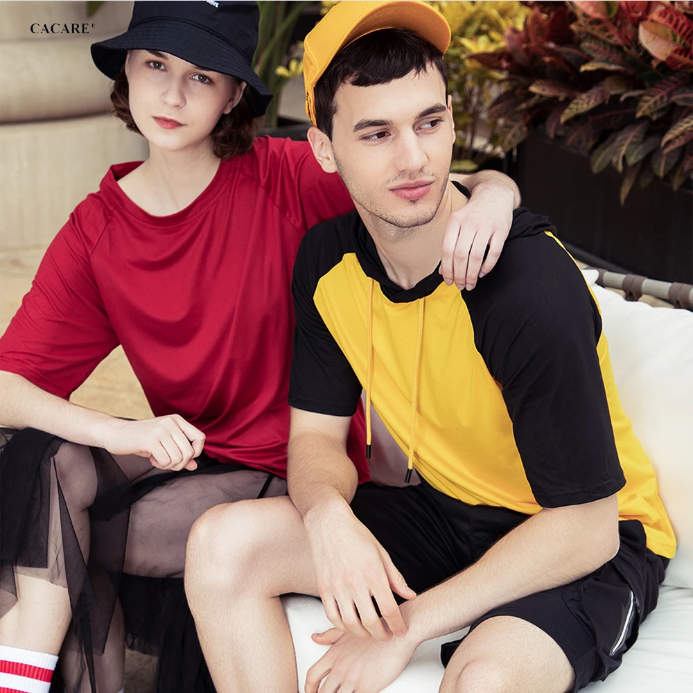 

Повседневная футболка для мужчин и женщин, однотонные футболки, свободная одежда для отдыха с короткими рукавами, разноцветная дышащая вер...