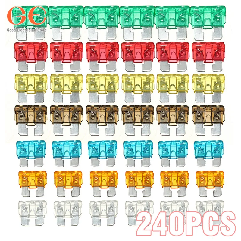 

240Pcs Blade Fuse Assortment Auto Car Truck Motorcycle Fuses Kit 5/7.5/10/15/20/25/30 AMP fuse box fuse for pressure wash