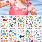 10 видов мультяшных татуировок с морской рыбой, одноразовые водонепроницаемые детские милые киты, осьминог, Временный макияж тела