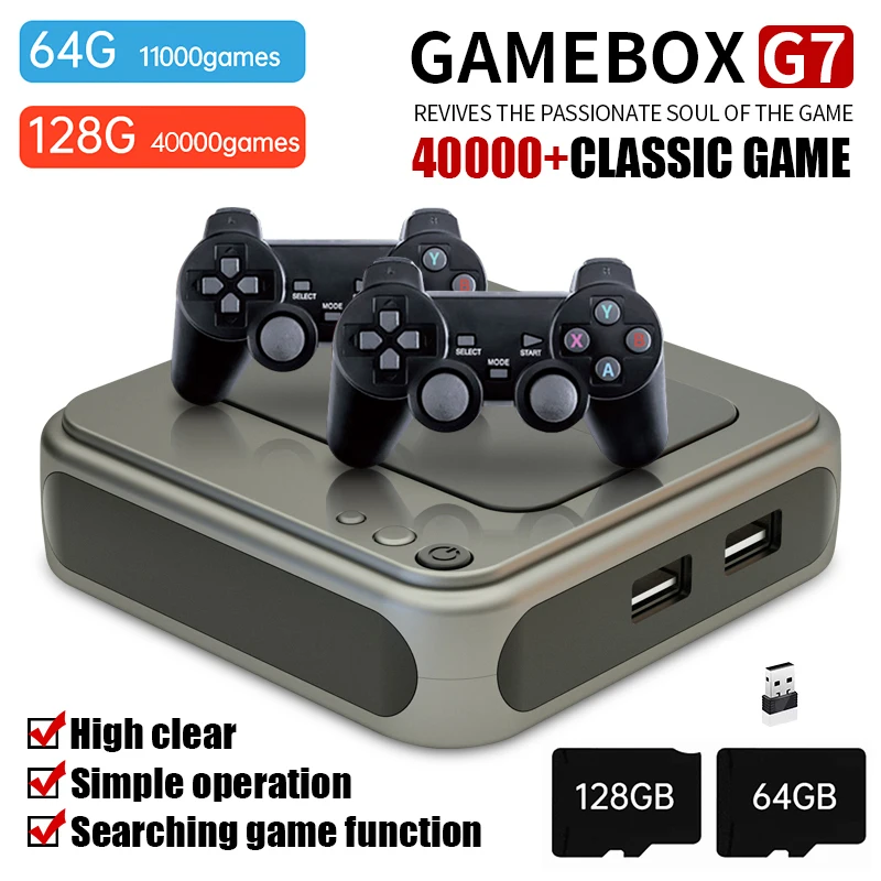 

Игровые консоли Gamebox G7 в ретро-стиле, 4K, HD, ТВ, игровой плеер, Беспроводные Проводные контроллеры с 40000/11000 + играми для PS1 PSP