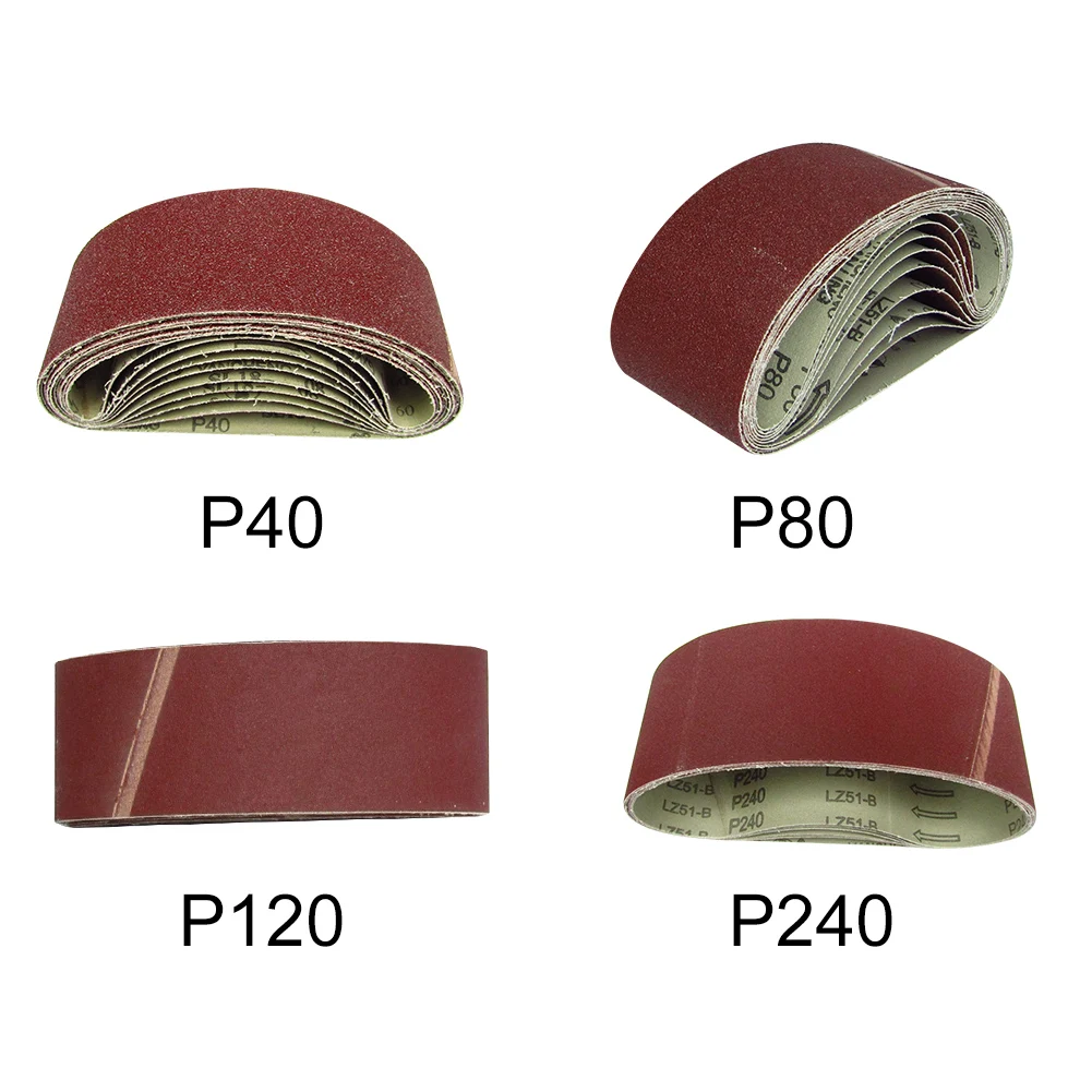 

10pcs Abrasive Tool Aluminum Oxide Practical Wear Resistant Polishing 40 80 120 240 Grits Portable Multipurpose Sanding Belt