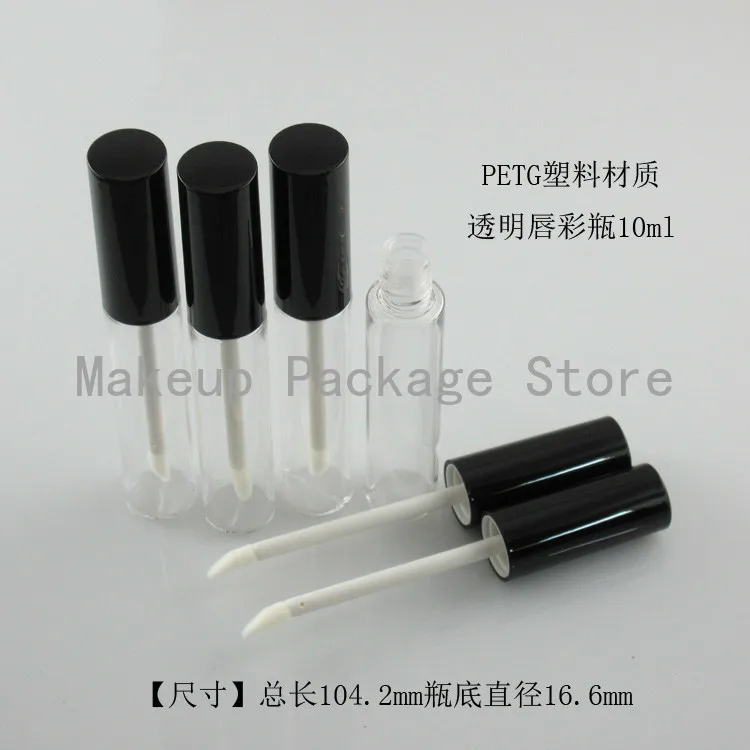 

10/30/50pcs 10ml High Quality Empty Makeup DIY Lip Gloss Bottle Black Cap Mascara Bottle Clear Refillable Bottles