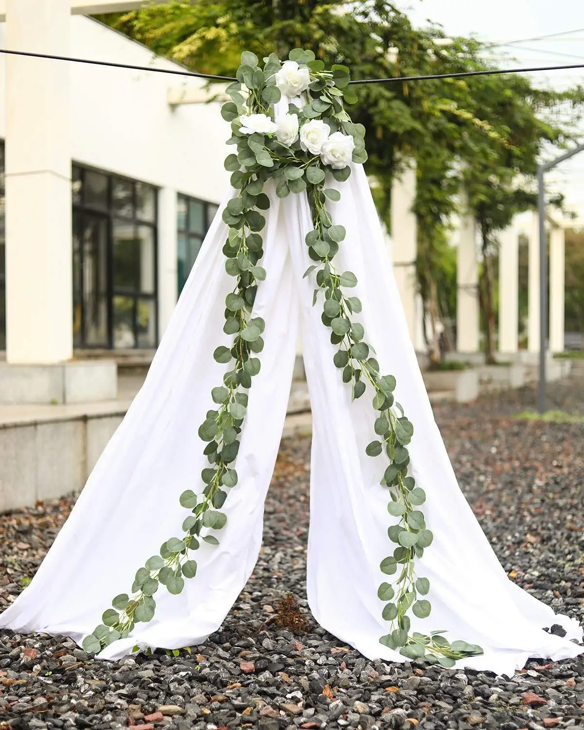 Artificial Vines With Artificial White Rose Flowers Set For DIY Wedding Backdrop Outdoor Party Festival Decor Home Decorations