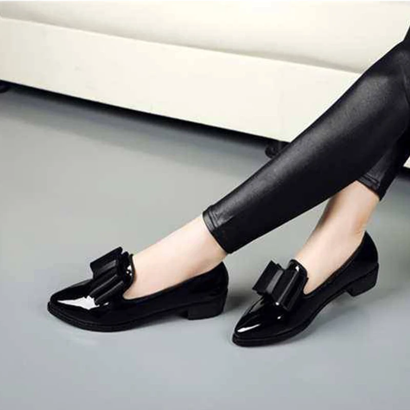

2021 Women Bowtie Office Flat Female Pointed Toe Shoes Woman Comfortable Slip On Loafers Women's Elegant Footwear Ladies Shoes
