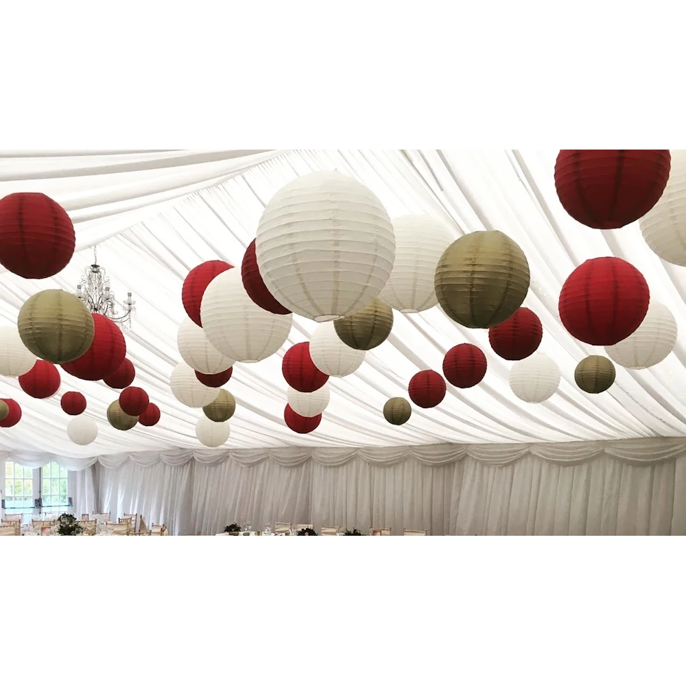 20 шт./компл. темно красный китайский бумажный шар фонарик 6 &quot8&quot 10 &quot12&quot Винный