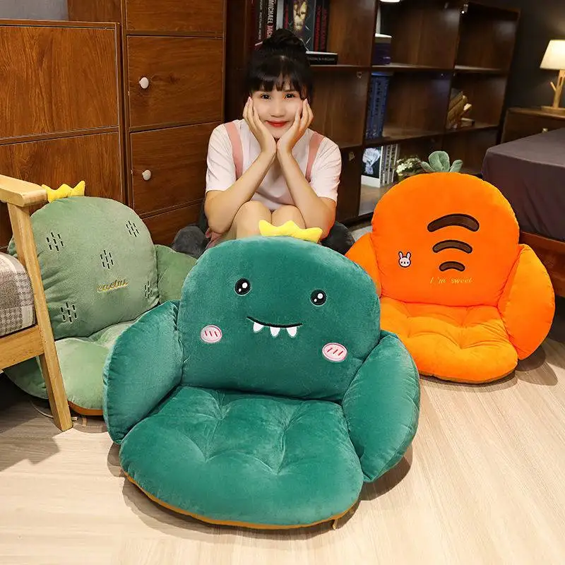 Coj&iacute;n de felpa con dibujos de zanahoria, dinosaurio, cerdo, Animal, para silla, coj&iacute;n para asiento trasero de oficina en casa, almohada de soporte Lumbar antideslizante-3