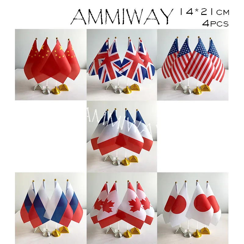 Настольные флаги AMMIWAY 14x21 см 4 шт. индийские немецкие германские казахстанские