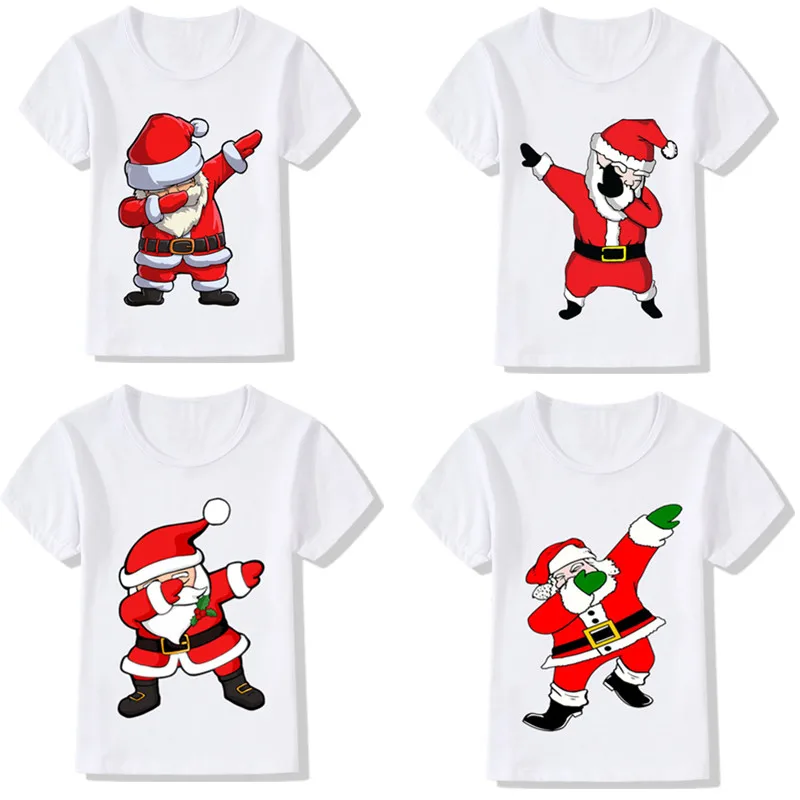 

Kids girls boys funny Christmas T-shirt clothes Baby santa claus T Shirt kids clothing tops and tshirts White T-shirt