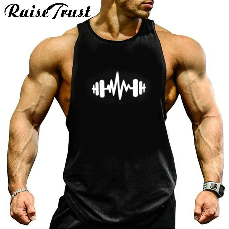 Футболка мужская хлопковая без рукавов для фитнеса бодибилдинга большого