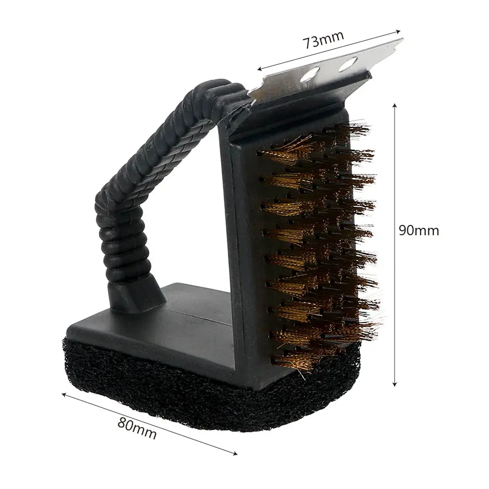 

BBQ Cleaning Brush Barbecue Grill Cleaner Steel Wire Sponge Shovel 3 in 1 Corner Copper Wire Brush BBQ Tool