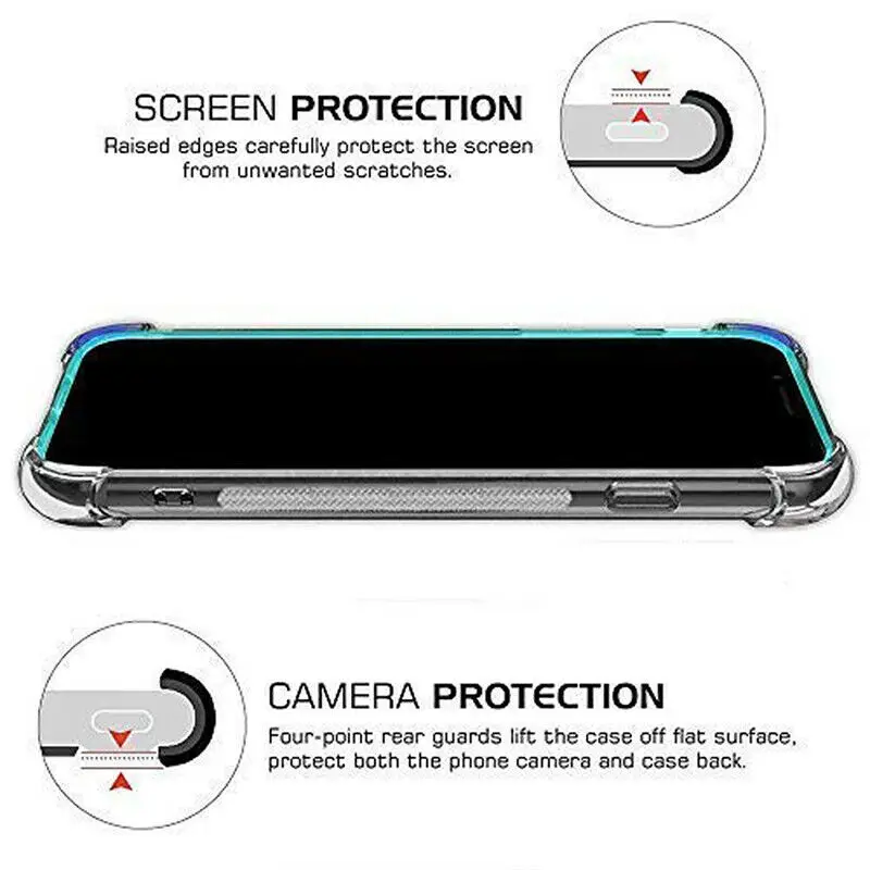 

For IPhone 11 Pro Max XS XR 7 8 6S Card Slot Transparent Shockproof Case Cover Mobile Phone Anti-drop Shell