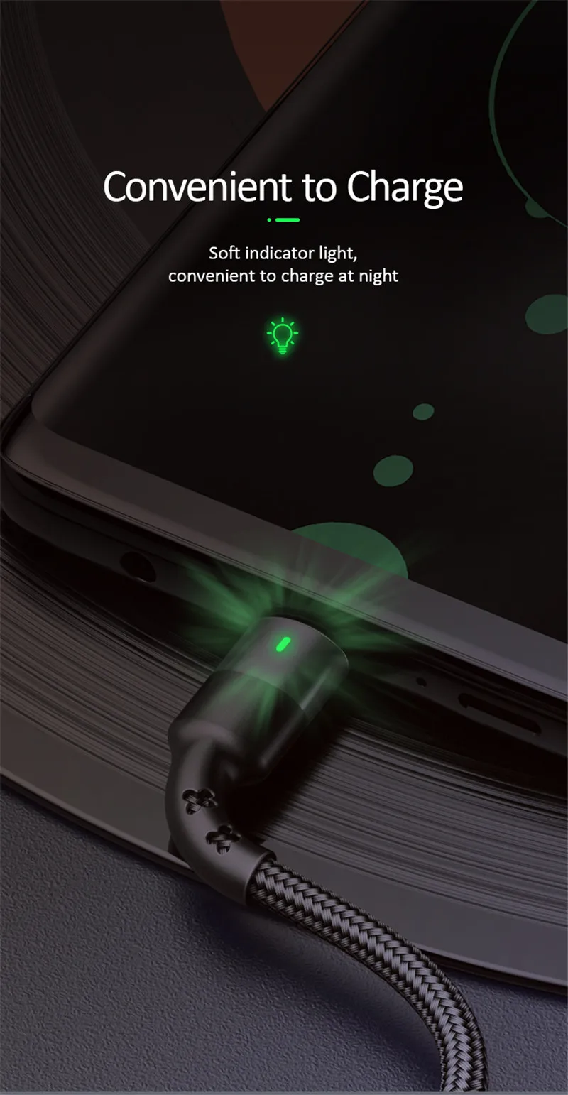 USAMS usb type C кабель 3A Быстрая зарядка провод кабель usbc для Xiaomi huawei samsung Note10 мобильный телефон светодиодный USB-C зарядное устройство кабель