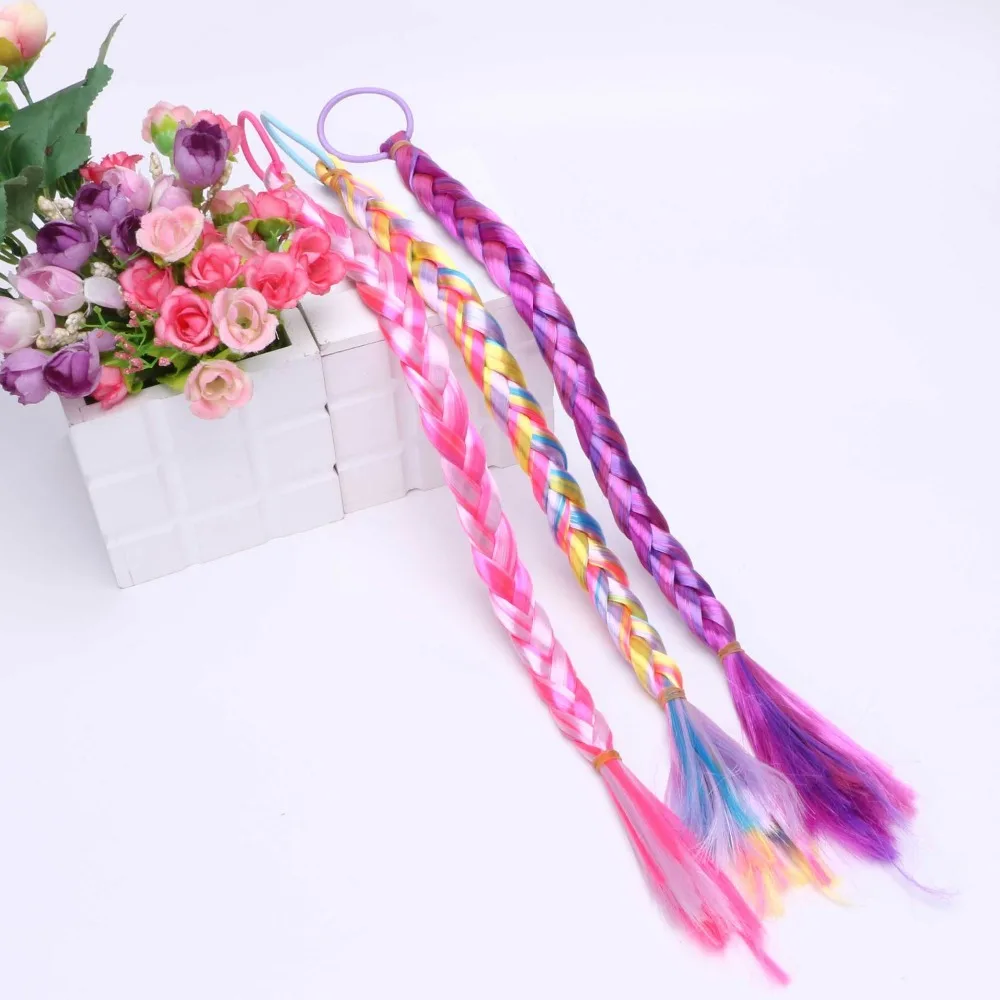 Ободки для волос в виде хвоста радуги с длинным косичкой девочек принцесса коса