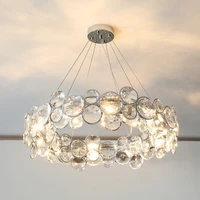 modern simple chrome hardware e14 chandelier lamp bedroom livingroom led clear crystal round hanging lighting warm white fixture