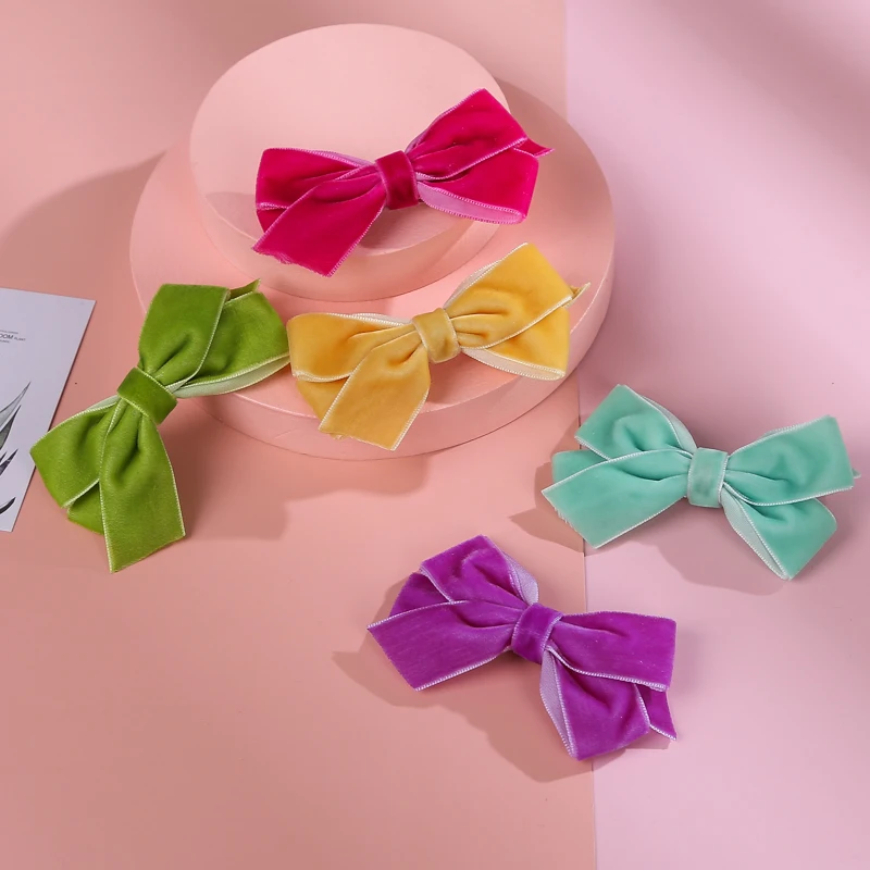 Diademas para ni&ntilde;a, diademas con Clip de primavera, diferentes colores puros, bandas para el pelo encantadoras, ajustables, accesorios para el cabello de moda-1