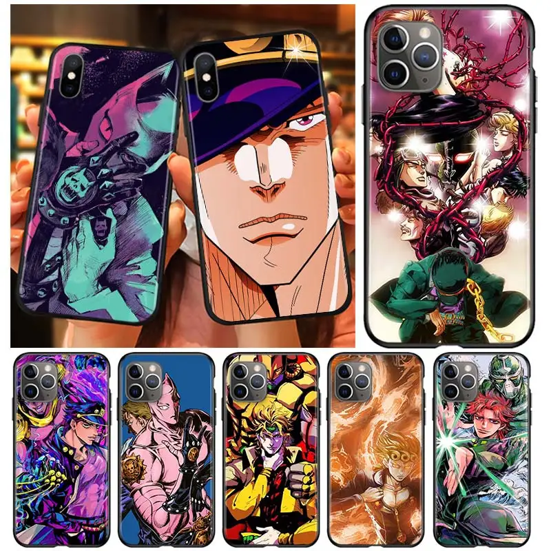 

JoJo's Bizarre Adventure Black Soft Cover For Apple iPhone 13 12 11 SE XS XR X 7 8 6 5 S mini Plus Pro MAX 2020 Phone Case
