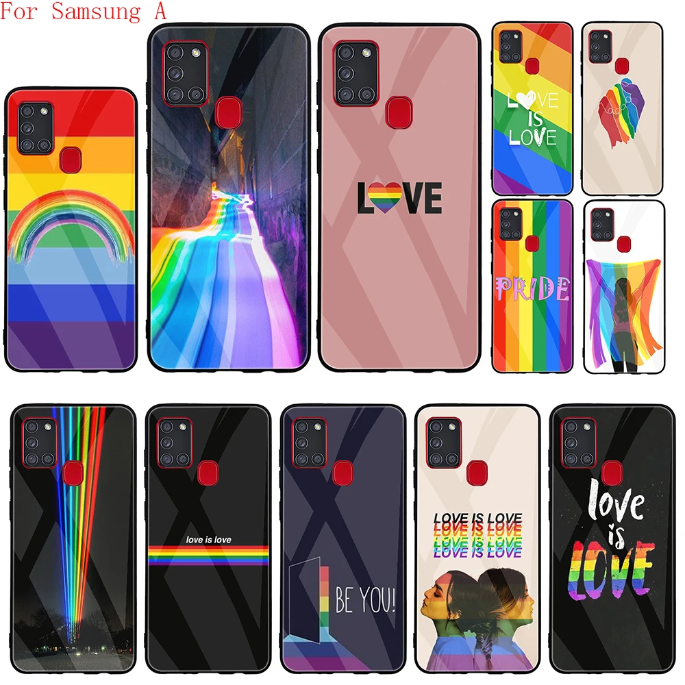 

Защитная пленка из закаленного стекла из термопластика черный чехол для Galaxy S7 край S8 S9 S10 Plus Note 8, 9, 10, ЛГБТ Радужный