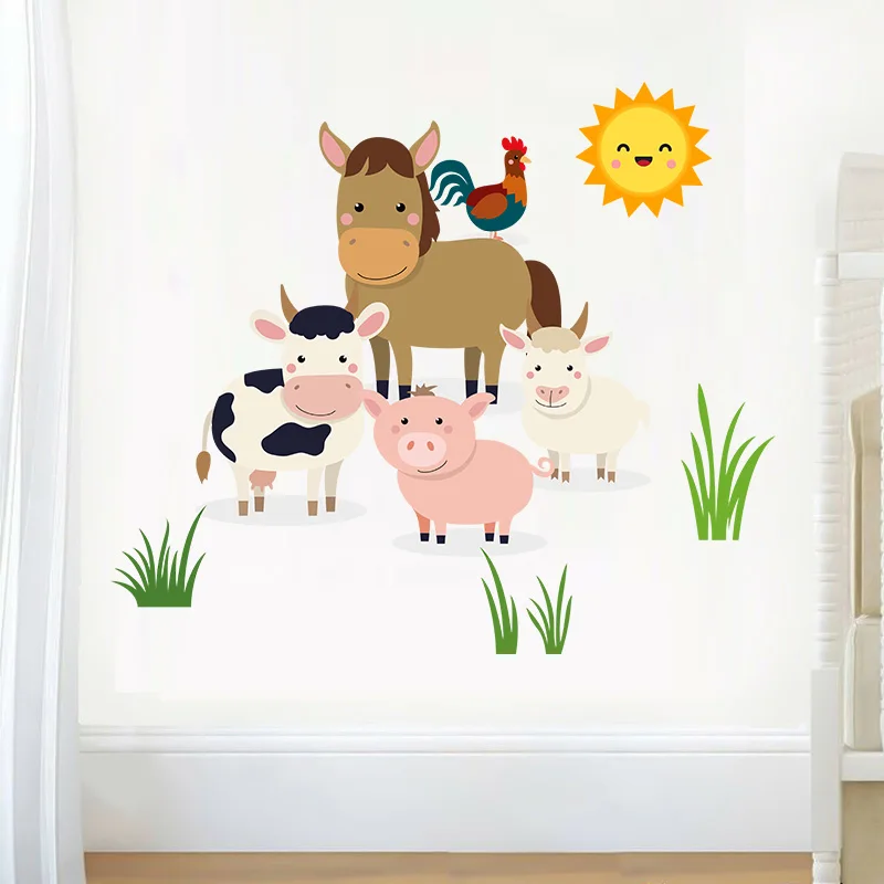 

Farm Animals Cow Sheep Chicken Wall Decals Baby Nursery Wall Art Stickers for Kids Room Bedroom Decoration