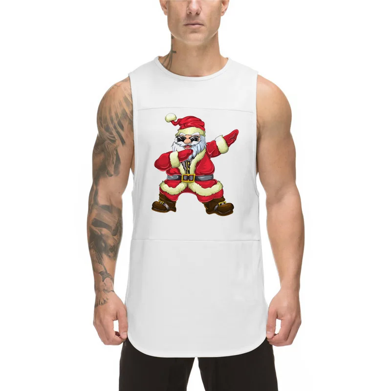 2021 Рождественская майка мужские рубашки без рукавов с принтом Санта Клауса