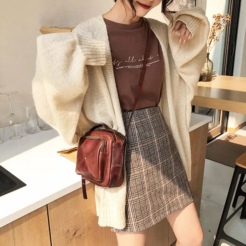 Женская Осенняя юбка шерстяная трапециевидного силуэта с высокой талией и