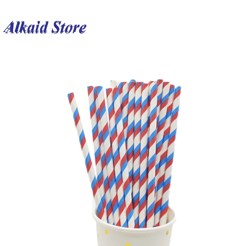 25pcs straws Мультяшные синие пиратские бумажные тарелки и стаканы, одноразовые столовые приборы, принадлежности для дня рождения, украшения для свадьбы, для детского праздника - Цвет: 25pcs straws