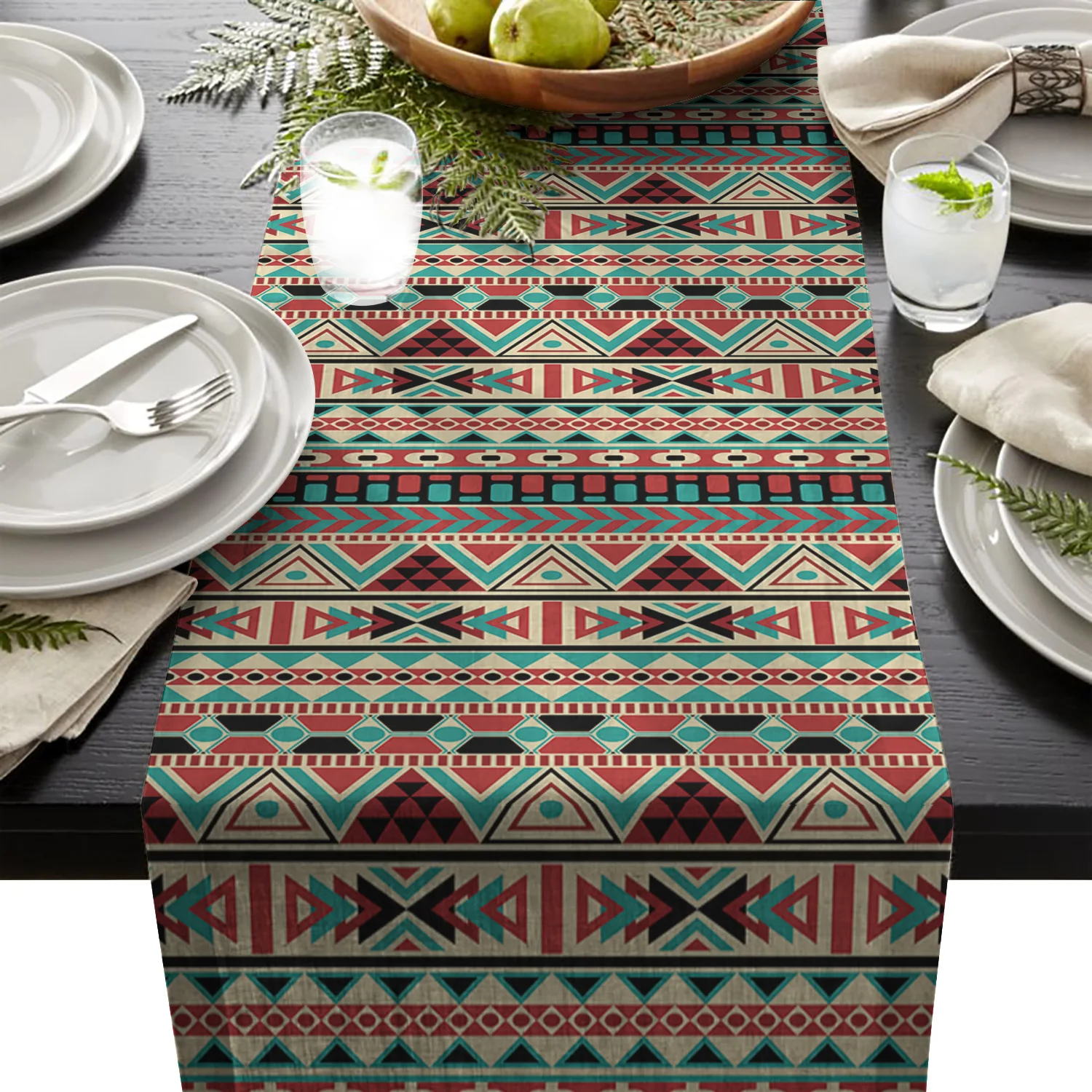 Table Runners Modern Brown Traditional Aztec Pattern Runner Cloth Dining Decoration for Wedding Party Home Office | Дом и сад