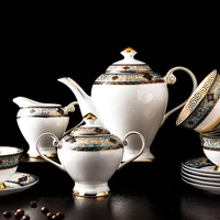 15 pcs luxurious classical style ceramic tea set gold porcelain drinkware set for afternoon tea 6 person