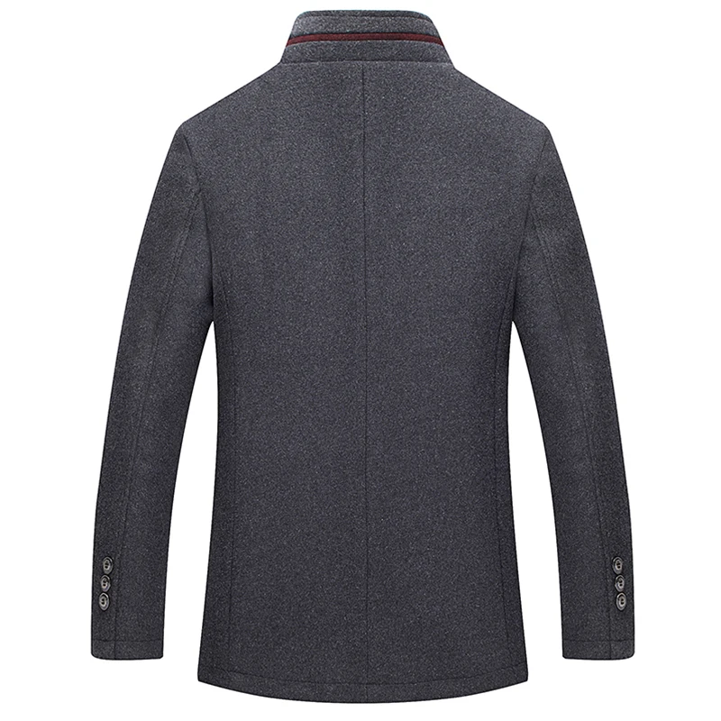 Мужское пальто с отстегивающимся меховым воротником однотонное толстое