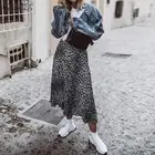 Элегантная женская юбка миди ZANZEA, Женская Повседневная Свободная юбка с леопардовым принтом, сексуальные юбки 2020, модная женская уличная одежда
