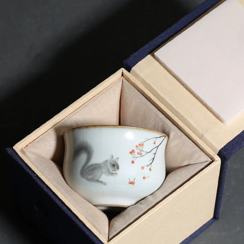 Ручная роспись белка вишня керамический чехол чашка чайная Gaiwan чаша кунг фу пуэр
