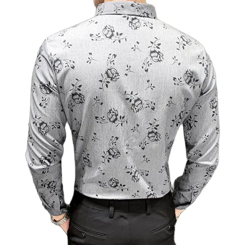 

2021 Fashions Men's Flower Shirt Long Sleeve Men High Quality Slim Fit Business Casual Shirt Designer Shirts Man Clothing 3XL