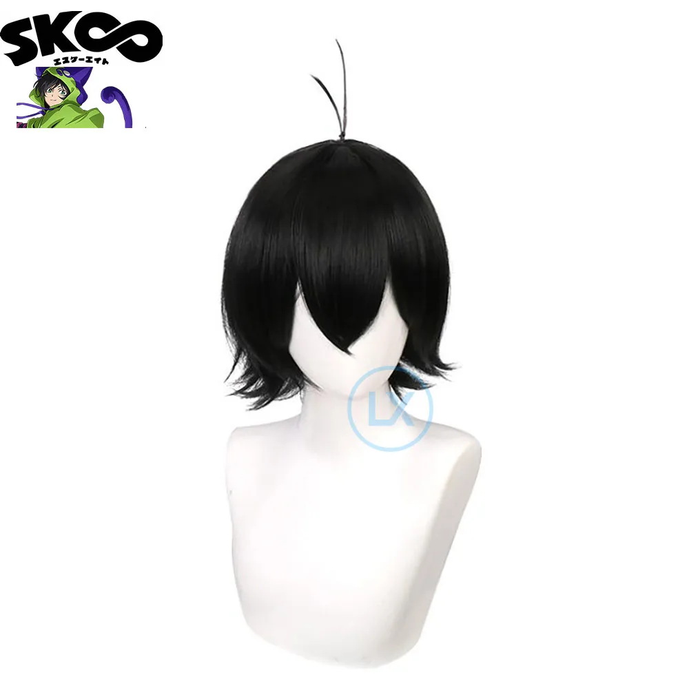 Anime Sk8 the Infinity Miya Cosplay 33cm Wig Short Black Wigs Heat Resistant Synthetic Halloween | Тематическая одежда и