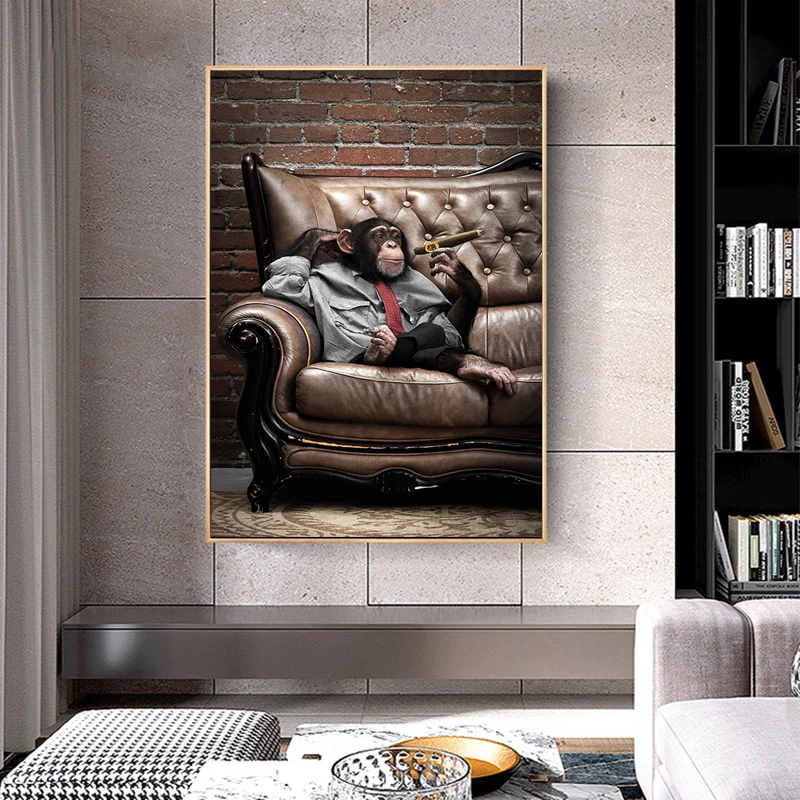 

Kawaii Home Decor Smoking Monkey Canvas Art Animal Wall Poster Room Decor Aesthetic Pictures Posters and Prints Etsy Dropship