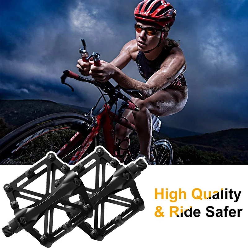 

2PCS Bicycle Pedals, Mountain Cycling Bike Pedals Aluminum Anti-Slip Durable Sealed Bearing Axle for Road Bike BMX MTB