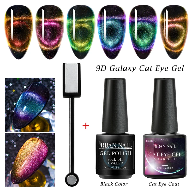 

RBAN NAIL 9D Cat Eye Nail Gel Chameleon Magnetic Gel Long Lasting Shining Laser Gel Varnish 6ml UV Led Nail Art Gel Lacquer