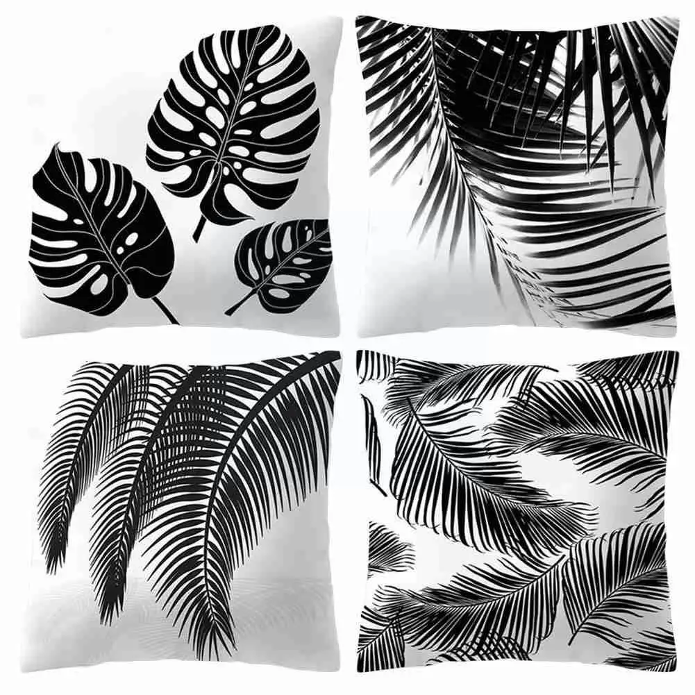 

Nordic Decoration Home Tropical Decoration Cushion Cover Pillow Plant For Home Leaves Decor White Pillow Black Throw T8F9