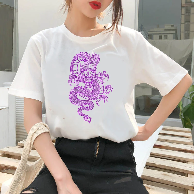 

2021 Women'S T-Shirt Dragon Totum O-Neck T-Shirt Fashion Summer Short-Sleeved Streetwear White T-Shirt Harajuku Top Clothing