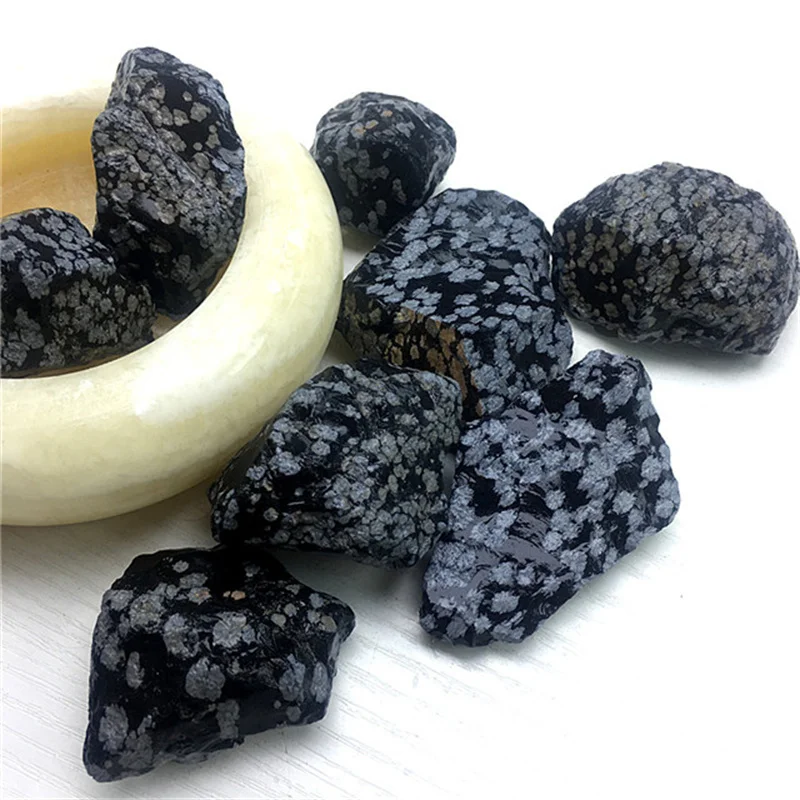 

Wholesale mineral specimen natural raw stone snowflake obsidian rough crystals healing stones for decoration