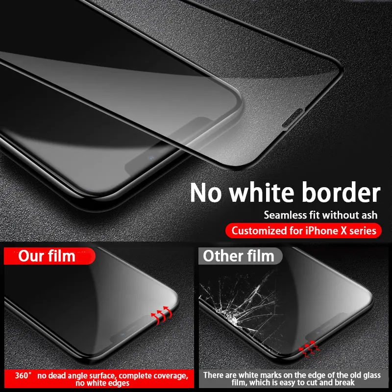 10000D Curved Full Cover Protective Glass On For iPhone 12 11 Pro X XR XS Max Tempered Screen Protector iPhone 7 8 6S Plus Glass