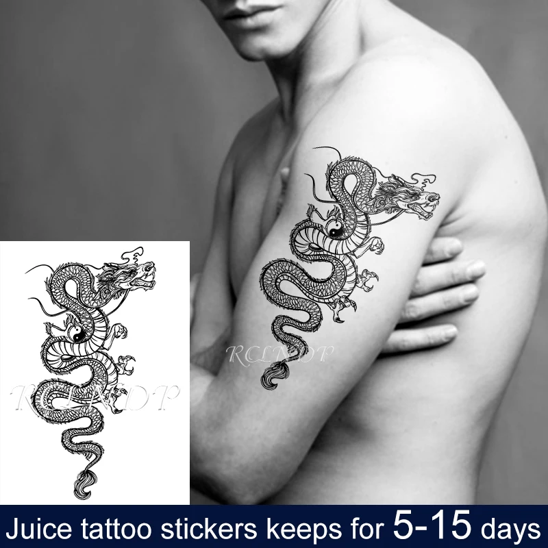Водостойкая временная татуировка в виде сока китайский дракон Большая животных