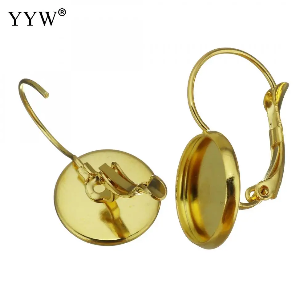 100PCs/Bag Rose Gold Color Stainless Steel Tray Bezel Cabochon Earring Blank Setting Round Ear Base Findings DIY Jewelry Making