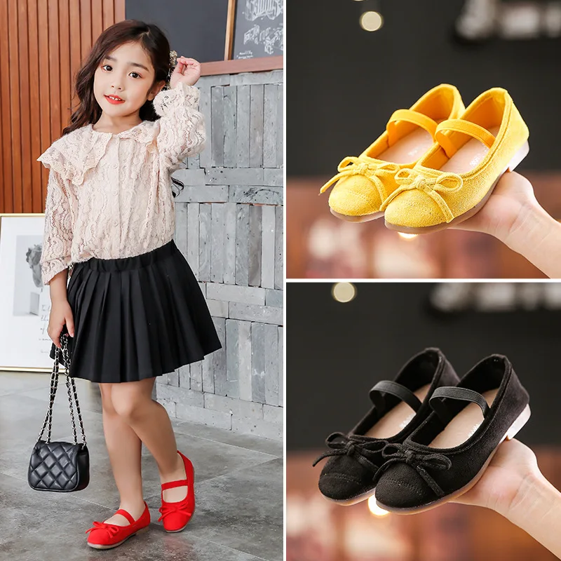 

SUOAI Children's Shoes Delicate Little Girl Shoes Princess Shoes Stylish Girl Garden Shoes Show Shoes Bow Lace Rhinestone Trim