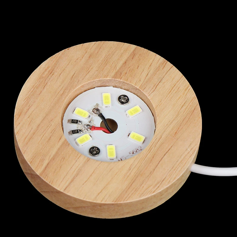 

Lamp Base Art Ornament Wood Light Base Rechargeable Remote Control Wooden LED Light Rotating Display Stand Lamp Holder