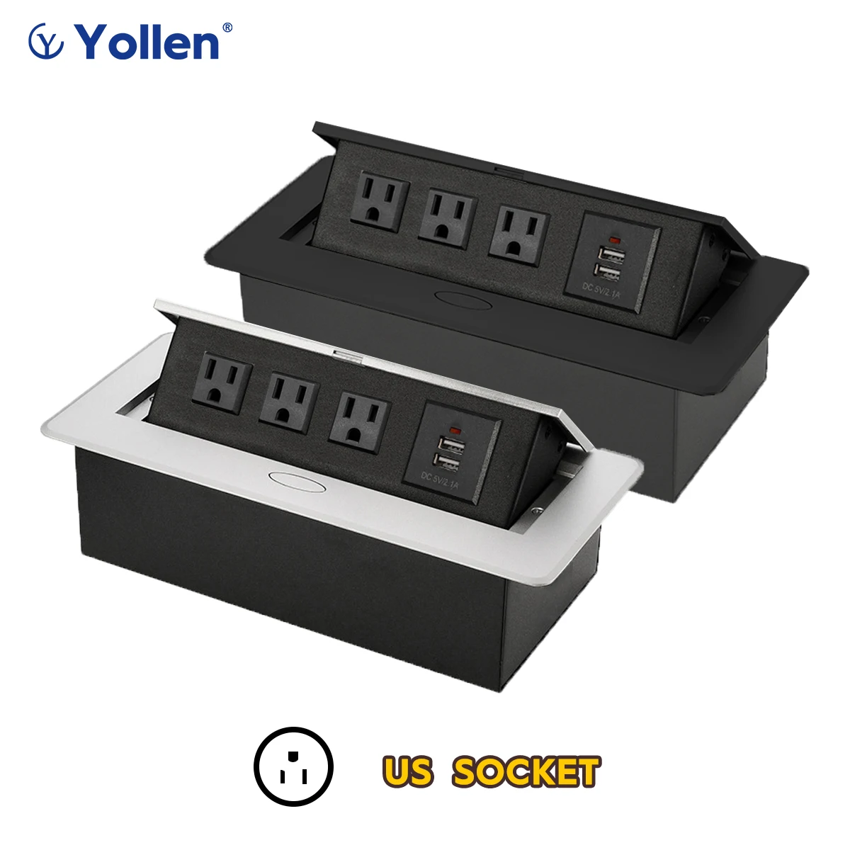 Алюминий Панель ЕС Стандартный Скрытая Тип настольная розетка 2 Way электрическая