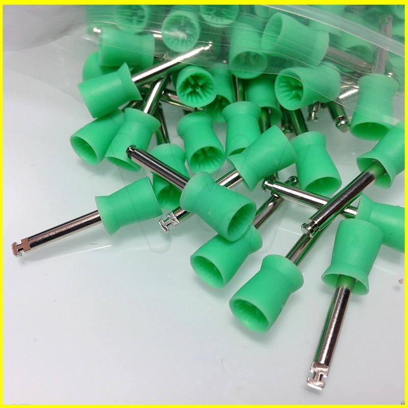 

100pcs Dental Prophy Cup Rubber Polish Brush Polishing Tooth Latch Type Polisher green