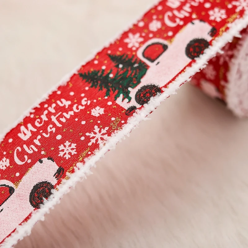Рождественская лента для подарка ленты с пушистыми краями Рождественское