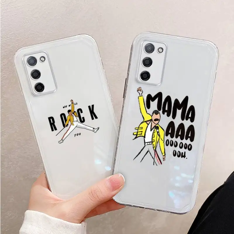 

Freddie Mercury Queen band Phone Case For Xiaomi Mi 11 Ultra Lite 10 Redmi Note 9 8 7 9a K30S K40 Pro Transparent Coque