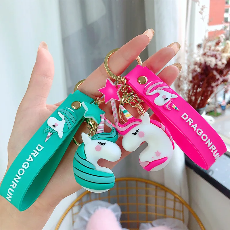 

Cute Unicorn Magic Cartoon Keychain High Quality Animal Car Key Chain Pendant Creative Pony Bag Accessories Keyring Gift