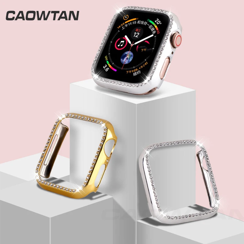 Кристальный защитный чехол для apple watch 4 3 2 1 38 мм 42 экран серии ПК с бриллиантами 40 44