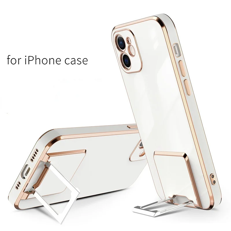 

Phone Case for iPhone 13 12 11 Mini Promax Electroplated TPU Bracket iphone Xsmax Protective Cover